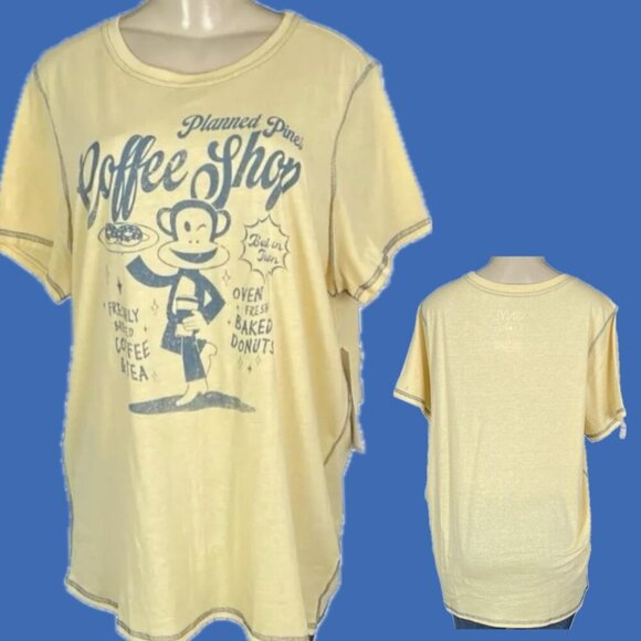 Vinyl Icons +3 Paul Frank Julius chimpanzee Coffee Shop Graphic Short Sleeve Tee - Picture 1 of 6